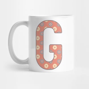 MONOGRAM LETTER G PINK FLORAL TYPOGRAPHY DESIGN Mug